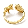 Starfish & Shell Shape Rack Plating Brass Open Cuff Finger Rings for Women RJEW-L123-010G-3