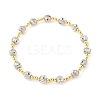 Brass Round Beaded Stretch Bracelets for Women Men BJEW-Z129-01GP-2