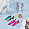 3 Pairs 3 Colors Rhinestone Leaf Cluster Earrings EJEW-FI0002-70-5