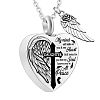 Non-Tarnish Heart and Wing Urn Ashes Pendant Necklace BOTT-PW0001-039C-1