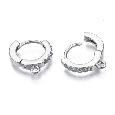 Brass Micro Pave Cubic Zirconia Huggie Hoop Earring Findings KK-T063-012P-NF-1