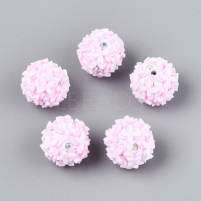 Handmade Polymer Clay Rhinestone and Resin Beads CLAY-T022-01F-1