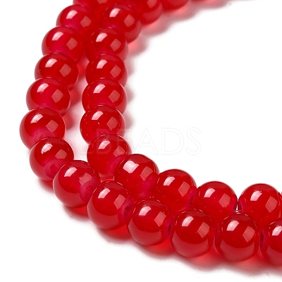 Baking Paint Imitation Jade Glass Round Bead Strands X-DGLA-Q021-8mm-05-1