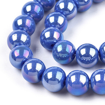 Electroplate Opaque Glass Beads Strands GLAA-T032-P10mm-AB11-1