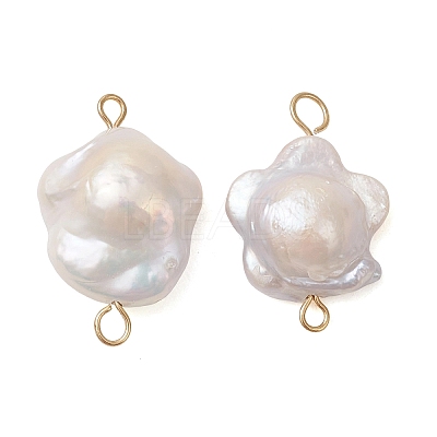 Natural Baroque Keshi Pearl Plum Bossom Flower Links Connector Charms PALLOY-JF05270-1