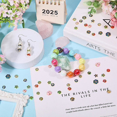 96Pcs 16 Styles Alloy Enamel Bead Caps FIND-CA0011-46-1