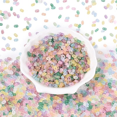 FGB Frosted Transparent Glass Seed Beads SEED-N013-06A-1