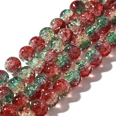 Christmas Theme Crackle Glass Beads Strands CCG-C002-8mm-12-1