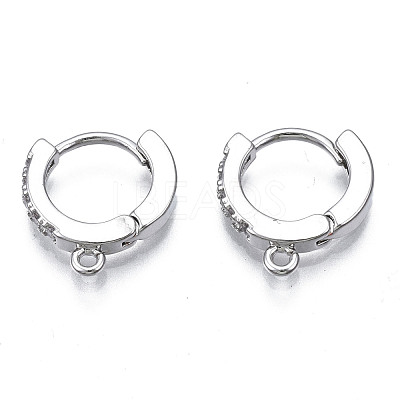 Brass Micro Pave Cubic Zirconia Huggie Hoop Earring Findings X-KK-T063-012P-NF-1