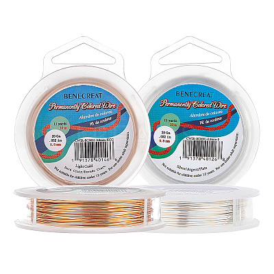 2 Rolls 2 Colors Round Copper Craft Wire CWIR-BC0006-19-1
