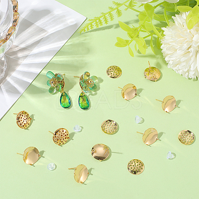 Brass Studs Earring Findings KK-BBC0019-01G-02-1