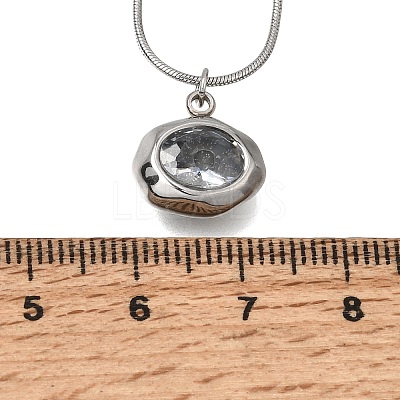 304 Stainless Steel Pave Cubic Zirconia Pendant Necklaces SA-CBADCF0-03P-04-1
