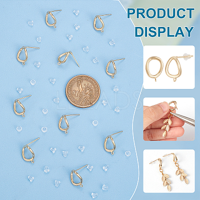 5 Pairs Brass Stud Earring Findings KK-BC0011-59-1