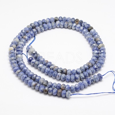 Faceted Natural Blue Spot Jasper Rondelle Beads Strands G-K090-05-1