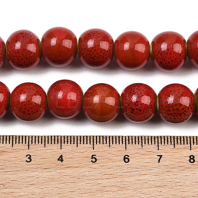 Handmade Fancy Antique Glazed Porcelain Ceramic Round Beads Strands PORC-L019-13mm-08-1