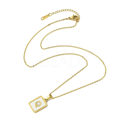 Ion Plating(IP) Rectangle with Initial Letter 304 Stainless Steel Pendant Necklace NJEW-R265-04G-Q-1