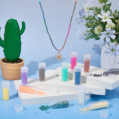 120G 12 Colors Glass Seed Beads SEED-DC0001-24-1