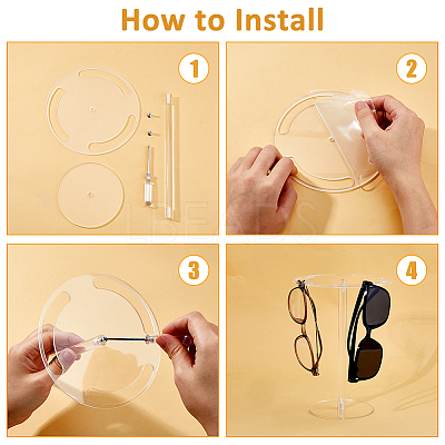2 Styles Rotatable Acrylic Eyeglasses Frame Riser Display Stands DIY-FH0007-49-1