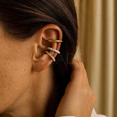 12Pcs 6 Styles Brass C-Shaped Cuff Earrings EJEW-GO0003-29-1