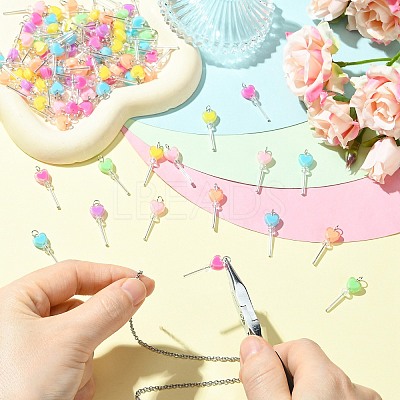 100Pcs Acrylic & Glass Pendants PALLOY-CJ00180-1