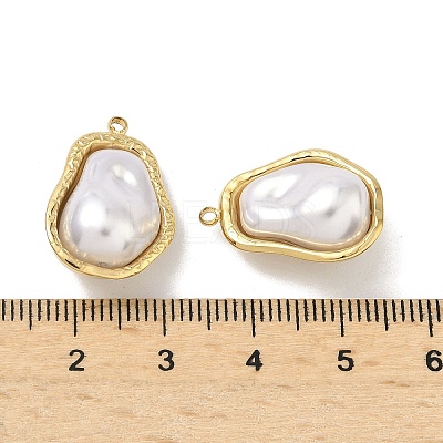 304 Stainless Steel with ABS Plastic Pearl Pendants STAS-G371-01G-05-1