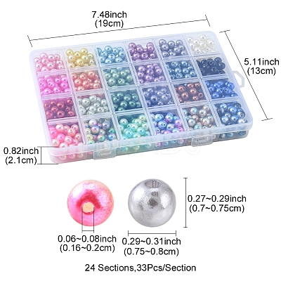 792Pcs 24 Style ABS Plastic & Acrylic Imitation Pearl Beads OACR-YW0001-29-1
