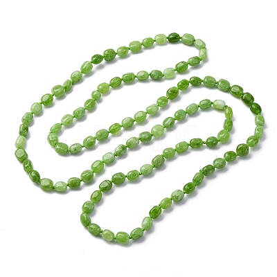 Natural Dyed Malaysia Jade Tumble Stone Nuggets Beaded Long Necklaces for Women NJEW-F340-A07-1