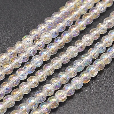 Electroplate Synthetic Crackle Quartz Bead Strands EGLA-J067-8mm-AB01-1