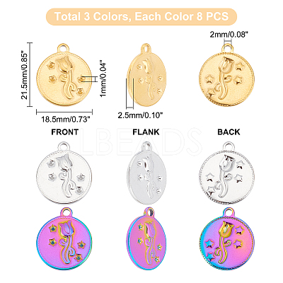 24Pcs 3 Colors 304 Stainless Steel Rhinestone Settings STAS-DC0010-54-1
