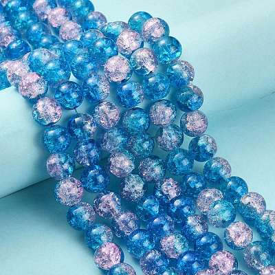 Spray Painted Crackle Glass Beads Strands CCG-Q001-10mm-19-1