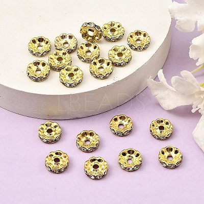 Brass Grade A Crystal Rhinestone Spacer Beads RB-A006-10MM-G-1