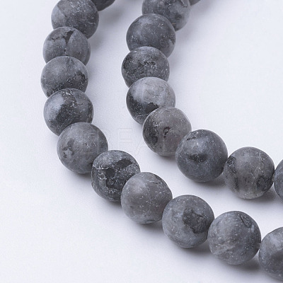 Natural Black Larvikite Bead Strands G-G735-57F-6mm-1