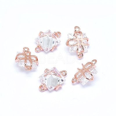 Brass Micro Pave Cubic Zirconia Links KK-F764-16RG-1
