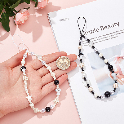 2Pcs 2 Colors Plastic Mobile Straps HJEW-GF0001-44-1
