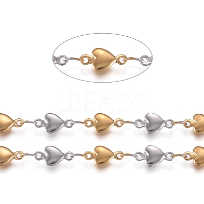 304 Stainless Steel Heart Link Chains STAS-D233-21GP-1