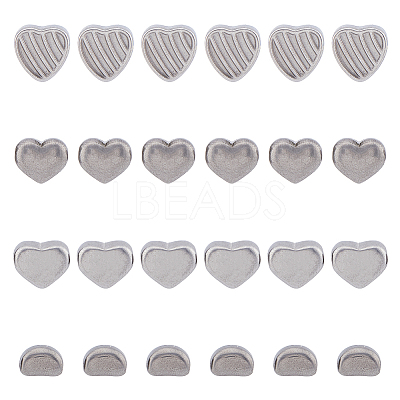 24Pcs 4 Style 304 Stainless Steel Beads STAS-DC0014-50-1