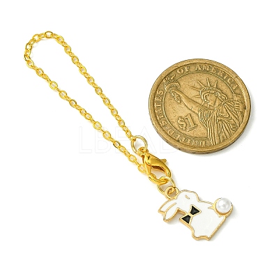Alloy Enamel Rabbit Cup Pendant Decorations HJEW-JM01753-03-1