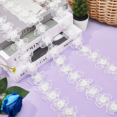 3 Yards Embroidery Flower Polyester Lace Trim OCOR-GF0002-53-1