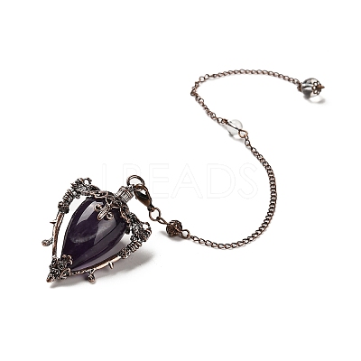 Natural Amethyst Triangle Dowsing Pendulum Pendants G-G022-01R-01-1
