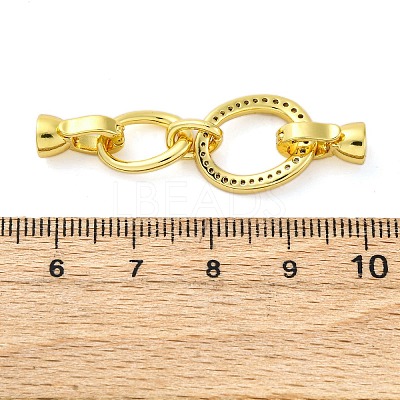 Brass Micro Pave Clear Cubic Zirconia Fold Over Clasps KK-U059-24G-1