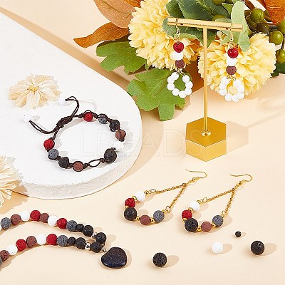 Synthetic Lava Rock Beads Strands X-G-S247-8mm-08-1-1
