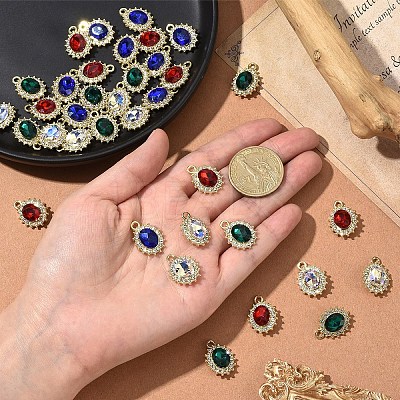 10Pcs Alloy Rhinestone Pendants ALRI-YW0001-25A-1