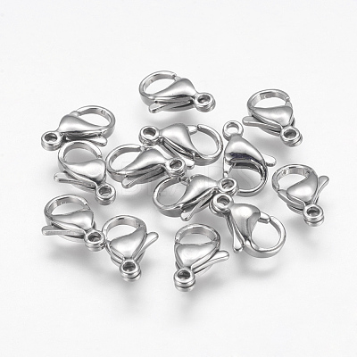Tarnish Resistant 304 Stainless Steel Lobster Claw Clasps Hand Polished STAS-F125-13x8mm-P-1