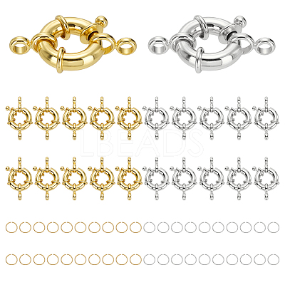 20Pcs 2 Colors Rack Plating Brass Spring Clasps KK-ME0003-47-1