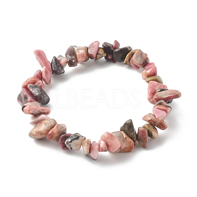 Chip Natural Rhodonite Stretch Beaded Bracelets for Kids BJEW-JB06305-04-1