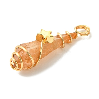 2Pcs Electroplated Natural Quartz Crystal Dyed Copper Wire Wrapped Pendants PALLOY-JF03174-01-1