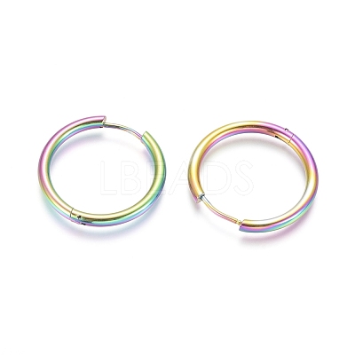 Ion Plating(IP) 304 Stainless Steel Huggie Hoop Earrings EJEW-F111B-25mm-Y-1