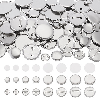 100 Sets 4 Styles Flat Round Sublimation Blank Badge Button Parts DIY-TA0013-64-1