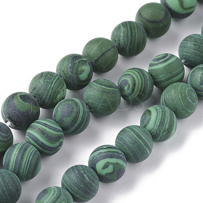 Synthetic Malachite Beads Strands G-F668-19-6mm-1