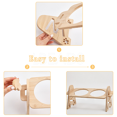 Bamboo Pet Feeder Rack AJEW-WH0165-20-1